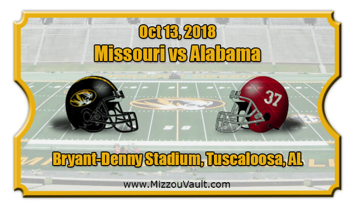 Missouri Tigers Vs Alabama Crimson Tide Football Tickets | Oct 13, 2018